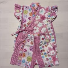 SKAPE ベビー甚平 女の子 80cm ピンク 桜柄のサムネイル