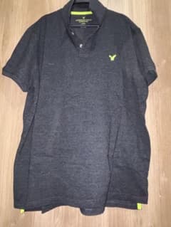 American Eagle ポロシャツ XXL 杢グレー ネオンカラーのサムネイル