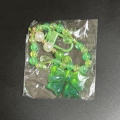 キラキラビーズストラップ カラフルリボン グリーン ①のサムネイル
