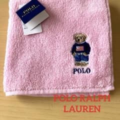 ポロベア刺繍♡タオルハンカチ　ピンクのサムネイル