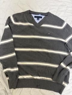 TOMMY HILFIGER Vネック ボーダーニット 長袖のサムネイル