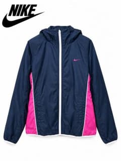 NIKE ナイキ ウインドブレーカー レディース L ネイビー×ピンク