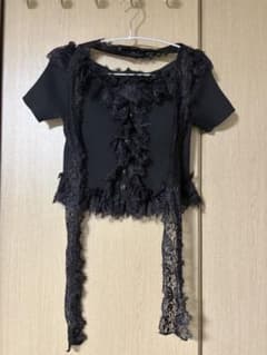 rienda レース装飾リブ半袖トップスのサムネイル
