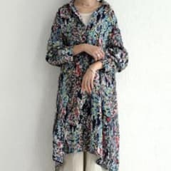 アンティカ 花柄スキッパー ワンピース antiqua ゆったりサイズのサムネイル