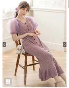 GRL シアーパフスリーブリブニットワンピースのサムネイル