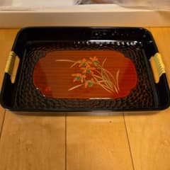 松風 漆器 菓子盆 2枚セット 蘭絵柄のサムネイル