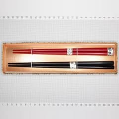 未使用 小林箸店 輪島本塗 夫婦箸 黒・朱 2膳 箱付きのサムネイル