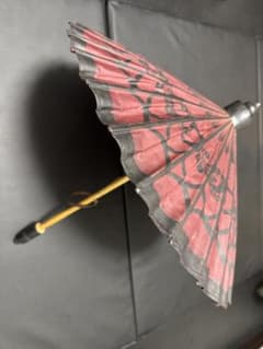 和風デザイン 赤黒 折りたたみ傘のサムネイル