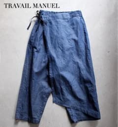 美品 TRAVAIL MANUEL リネンポプリンラップ ブルー - メルカリ