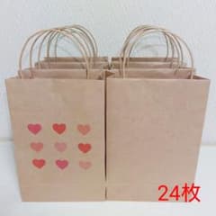 ハート クラフト紙袋 ミニ紙袋 手提げ袋 ラッピング袋 包装 まとめ売り 24枚