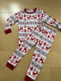 キッズ パジャマ セットアップ トナカイ柄 レッド 120cm