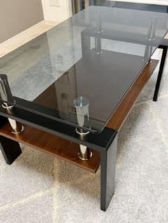 【新品未開封】モダンガラス木製コーヒーテーブルのサムネイル