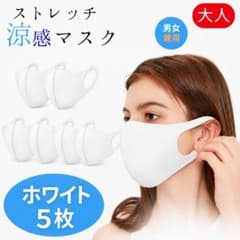 ホワイト】おとな用 冷感マスク 洗える 立体マスク 5枚入り - メルカリ
