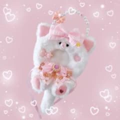 しろねこ♡あかちゃん♡ピンク♡ちびぐるみおすわりぬい服のサムネイル