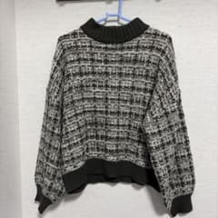 チェック柄 ニット 長袖 クルーネックのサムネイル