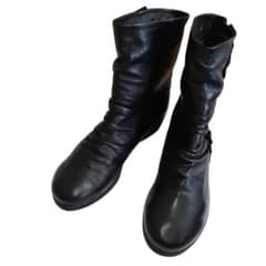 [Genuine Leather/3E] FIZZ REEN Nappa Leather Drape Short Boots 24.5