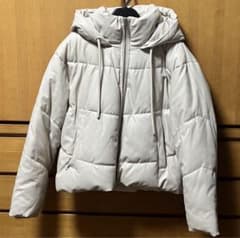 ZARA ザラ フェイクレザーダウンジャケット ショートダウン アイボリー 