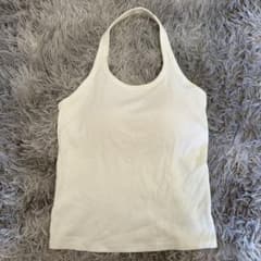 UNIQLO AIRism リブ ホルターネック ブラタンクトップ ホワイト Sのサムネイル