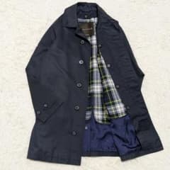 マッキントッシュ ステンカラーコート ライナー付 チェック ネイビー 42