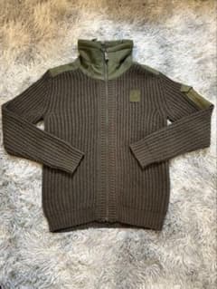 DIESEL（ディーゼル） ジップアップ ニット セーター カーキ Mのサムネイル