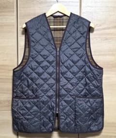 バブアー キルティング ジップライナーベスト 茶ブラウン 46 L-XL 