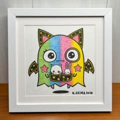 原画一点物】「やさしい世界線」猫の絵 絵画 動物画 ポップアート