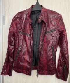 BLACK VARIA パイソン柄 ライダース メンズLのサムネイル