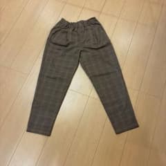チェック柄 ロングパンツ ブラウン キッズ150のサムネイル