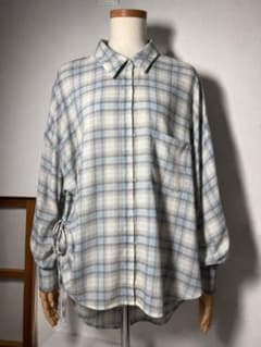 LOWRYS FARM シアーチェックシャツロング（ブルー）のサムネイル