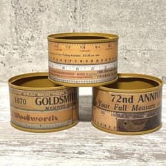 リメイク缶 3缶セット φ85 H52 定規柄 LABEL ① 多肉植物 リメ缶のサムネイル