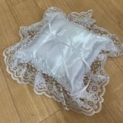 リングピロー　レース　ホワイト　白のサムネイル