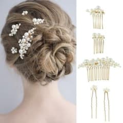 パール髪飾り 5点セット ヘアアクセサリー ヘアピン かんざし フォーマル 和装のサムネイル