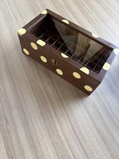 【50本収納】木製オイルボックス ドット柄 イエロー　アクリル蓋付き 50本収納】木製オイルボックス ドット柄 イエロー アクリル蓋付き