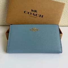 COACH レザー長財布 ライトブルー C8329 新品未使用 - メルカリ