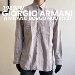 GIORGIO ARMANI 1989FW 総柄ストライプシャツ 初期 黒タグ - メルカリ