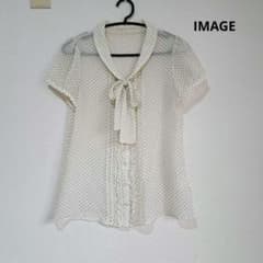 IMAGEイマージュ　ドットブラウス　ボウタイ　シアーシャツ　小さいサイズ