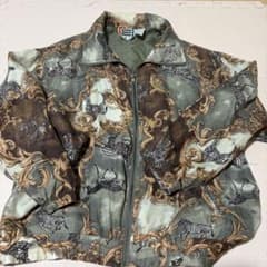 EVR 総柄 ジップアップ ブルゾン ゼブラ柄 シルク混 M 古着 ジャケットのサムネイル