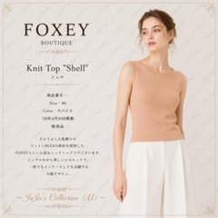 極美品☆FOXEY/フォクシー ニットトップス シェル スパイス 刺繍ロゴ入