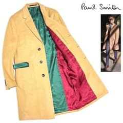 ポール スミス　ロングコート　ウール メルトン　レッド　美品 ポール スミス ロングコート ウール メルトン レッド 美品