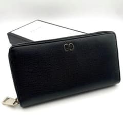 鑑定済み グッチ ラウンドファスナー 長財布 ドリアン GG 金具 レザー