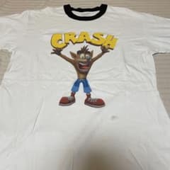 クラッシュ・バンディクー　リンガーTシャツ　Lサイズ　トリムT　ホワイト　古着のサムネイル
