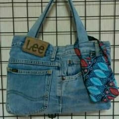 デニムトートバッグ　HERMESリボンのサムネイル