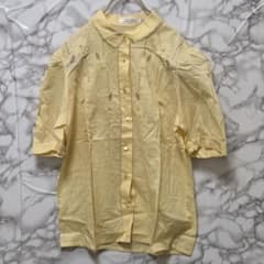 【CALLORE】花柄刺繍ブラウス (9) コットン 絹 レース 黄