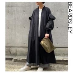 BEARDSLEY ソデフリルワンピースコート ブラック ビアズリー 洗える 黒
