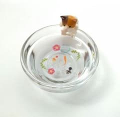 No.210 金魚覗く猫ちゃん 金魚置物 猫フィギュア 三毛猫 金魚オブジェ
