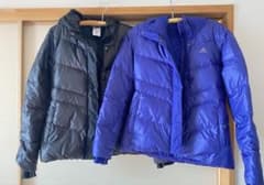 【値下げ】adidas ダウンＬ　黒青2枚まとめ売りのサムネイル