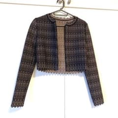 Alaia アライア　ノーカラージャケット ブラック ベージュ 総柄