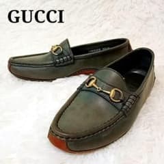 GUCCI グッチ ドライビングシューズ グレー系 23.5 ホースビット 金具 