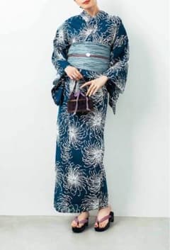 【美品】イディット IEDIT 大人の粋な二部式セパレート浴衣と兵児帯セットのサムネイル