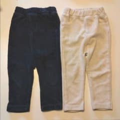 レギンス パンツ 紺と白２本セット コーデュロイ やわらか 80cmのサムネイル